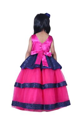 polyester blue sleeveless plain stitched   Dress 2