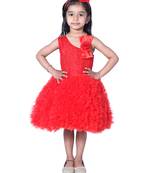 polyester red sleeveless plain stitched   Dress