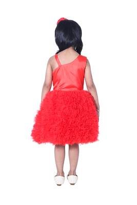 polyester red sleeveless plain stitched   Dress 2