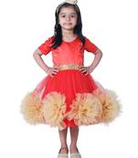 polyester red sleeveless plain stitched   Dress