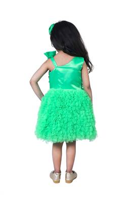 polyester green sleeveless plain stitched   Dress 2