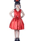 polyester red sleeveless plain stitched   Dress