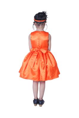 polyester orange sleeveless plain stitched   Dress 2