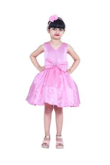 polyester pink sleeveless plain stitched   Dress