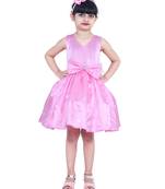 polyester pink sleeveless plain stitched   Dress