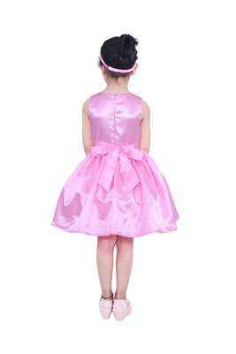 polyester pink sleeveless plain stitched   Dress 2