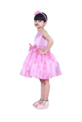 polyester pink sleeveless plain stitched   Dress 3