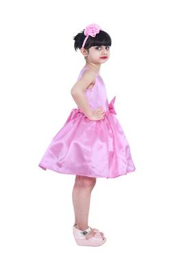 polyester pink sleeveless plain stitched   Dress 4