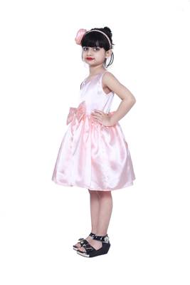 polyester beige sleeveless plain stitched   Dress 3