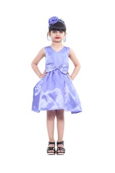 polyester purple sleeveless plain stitched   Dress