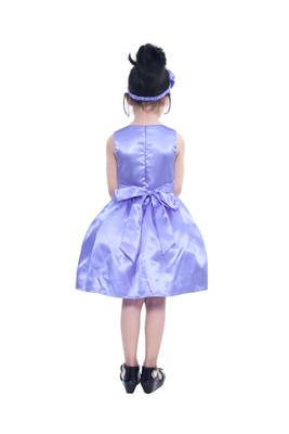 polyester purple sleeveless plain stitched   Dress 2
