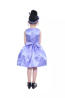 polyester purple sleeveless plain stitched   Dress