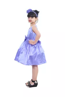 polyester purple sleeveless plain stitched   Dress