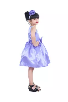 polyester purple sleeveless plain stitched   Dress