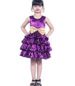 polyester purple sleeveless plain stitched   Dress