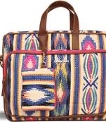 17   Blue Textured Laptop Bag With Accessory Pouch