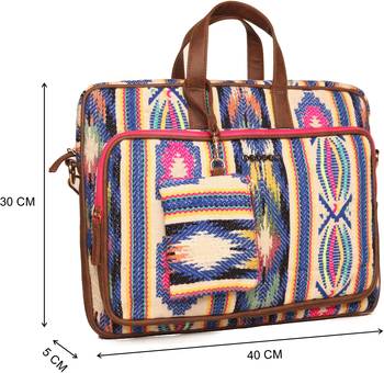 17   Blue Textured Laptop Bag With Accessory Pouch 3