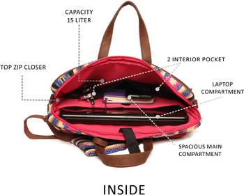 17   Blue Textured Laptop Bag With Accessory Pouch 4