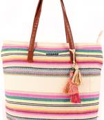 Multi jacquard shopper bag with tassels
