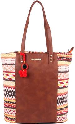 Yellow Multicolor PU Block Design Tote With PU Strap 1