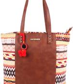 Yellow Multicolor PU Block Design Tote With PU Strap