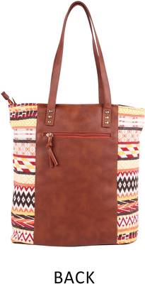 Yellow Multicolor PU Block Design Tote With PU Strap 2