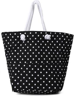 black polka dot oversized shopper bag with rope handles 1