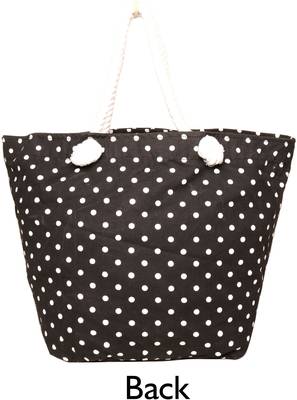 black polka dot oversized shopper bag with rope handles 2
