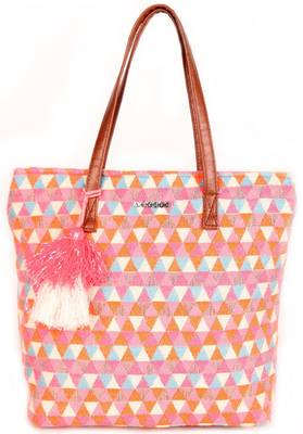 Orange diamond shopper bag with tassels 1