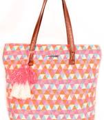 Orange diamond shopper bag with tassels