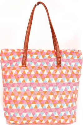 Orange diamond shopper bag with tassels 2