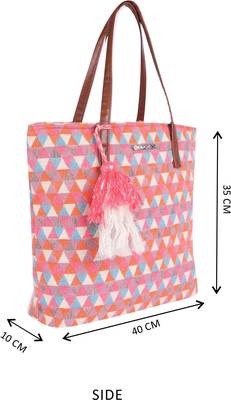 Orange diamond shopper bag with tassels 4