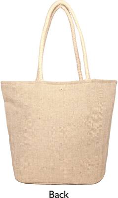 Floral embroidery jute wool shopper bag 2