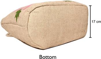 Floral embroidery jute wool shopper bag 3