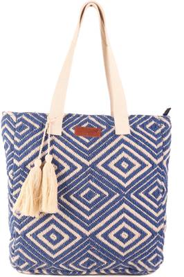 blue diamond shopper bag with tassels 1