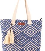 blue diamond shopper bag with tassels