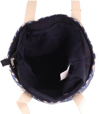 blue diamond shopper bag with tassels 3