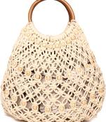 Natural Macrame Bag with Wooden Handle