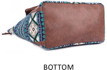Blue Green Textured Tote Bag With Coin Pouch 3