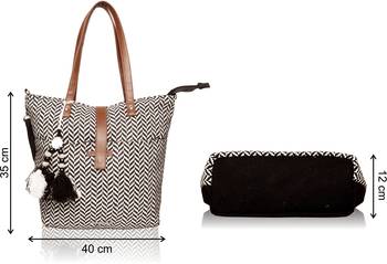 Black White Womens Tote Bag Medium Size 3