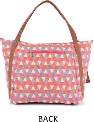 Pink diamond Textured Tote Bag With Coin Pouch 2