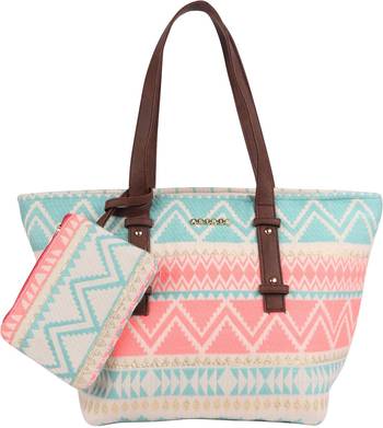 Multicolor Textured Tote Bag With Coin Pouch 1