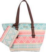 Multicolor Textured Tote Bag With Coin Pouch