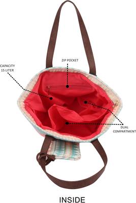 Multicolor Textured Tote Bag With Coin Pouch 4