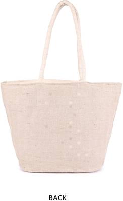 leaf embroidery jute cotton shopper bag 2