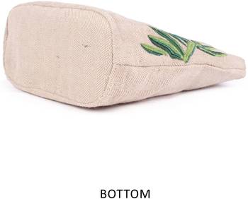 leaf embroidery jute cotton shopper bag 3