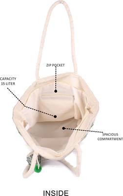 leaf embroidery jute cotton shopper bag 4