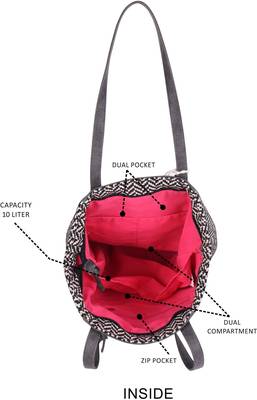 Black & White Womens Tote Bag Medium Size With Beautiful Hanging 4