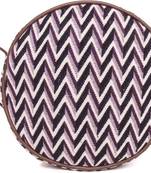 Purple And Black Round Sling Bag With Tassels