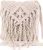 Natural Cord Macrame Flapover Sling Bag